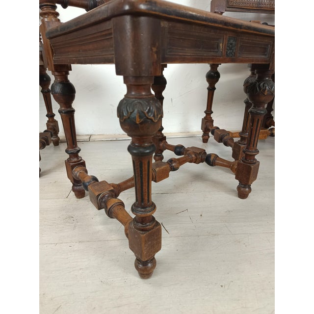 Tan Antique Cane Chairs in Walnut, Set of 9 For Sale - Image 8 of 18