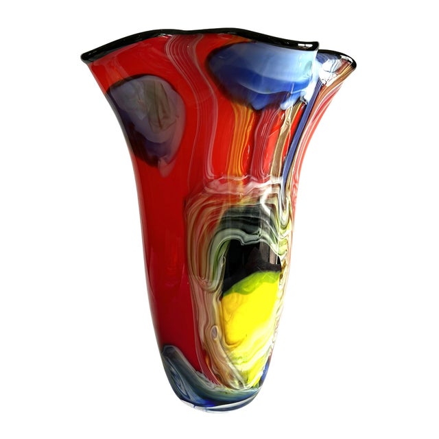 Brilliant Modern Art Glass Vase in Murano Style For Sale - Image 13 of 18