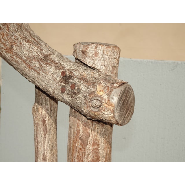 Large Primitive Rustic Tree Branch Throne Arm Chair ~ Raw Wood Limbs For Sale In Los Angeles - Image 6 of 12