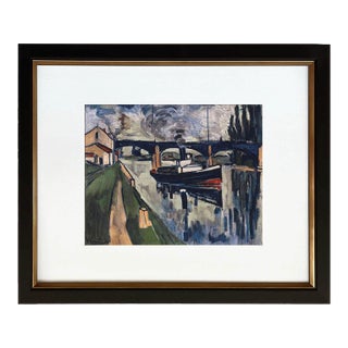 Vlaminck Lithograph 14 the Seine at Poissy 1958 Framed For Sale