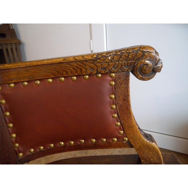 Art Nouveau Armchair in Wood and Cow Leather, 1910 For Sale - Image 4 of 18