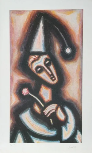 Samuel Ducshi, "The Jester," Lithograph