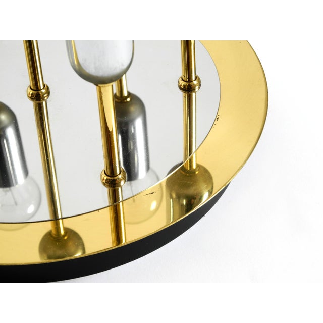 Metal Postmodern Ceiling Lamp in Brass and Chrome from H. Schmidt Leuchtenfabrik, 1980s For Sale - Image 7 of 14