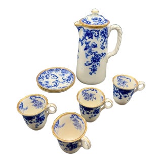1892 Cauldon England Chocolate Pot Set For Sale