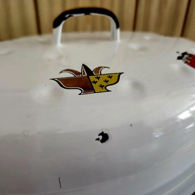 White Georges Briard Vintage Enamel Roasting Pan 1960s For Sale - Image 8 of 8