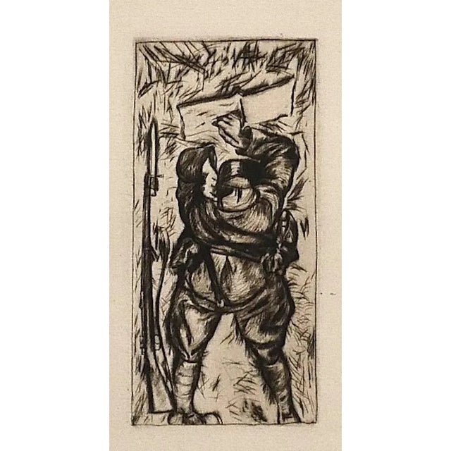 Anselmo Bucci, Reading Soldier, Etching on Paper, 1918 For Sale - Image 3 of 3