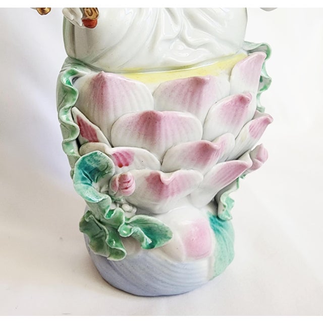 Ivory Mid 20th Century Chinese 1000 Hand Statue Hand Painted Asian Figurine For Sale - Image 8 of 10