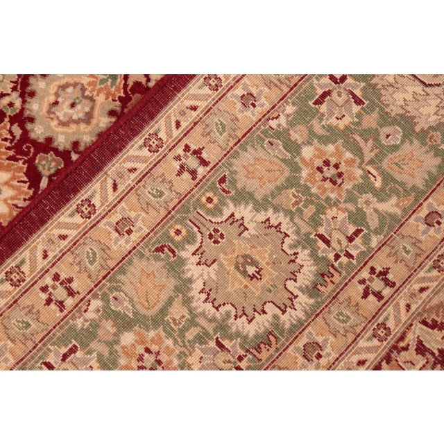 Textile Shabby Chic 1990's Pak-Persian Red/Green Wool Rug - 6'2'' X 8'11'' For Sale - Image 7 of 9