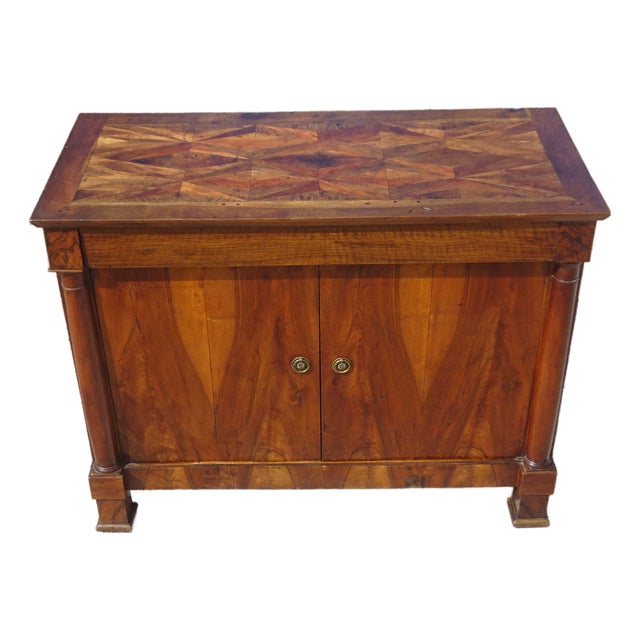 Antique Sideboard with Diamond-Shaped Wood Marquetry Top For Sale