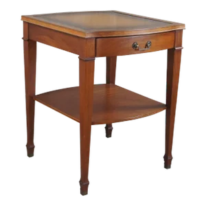 Mid 20th Century Sheraton Style Mahogany Association Tooled Leather Top Side End Table