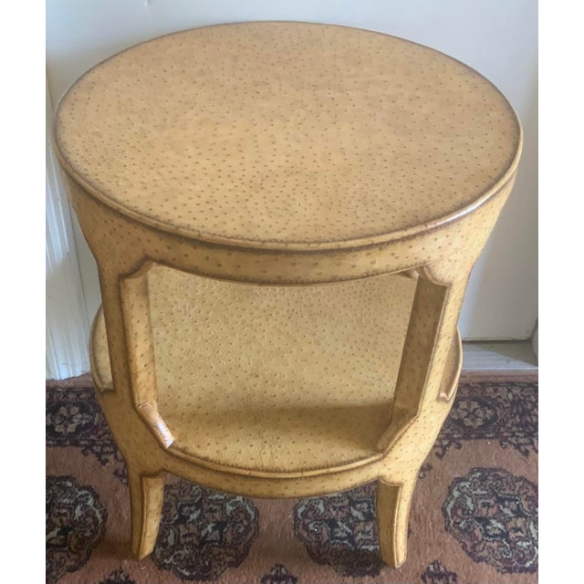 1990s Maitland Smith Faux Ostrich Leather Tier Side Table For Sale In Naples, FL - Image 6 of 6