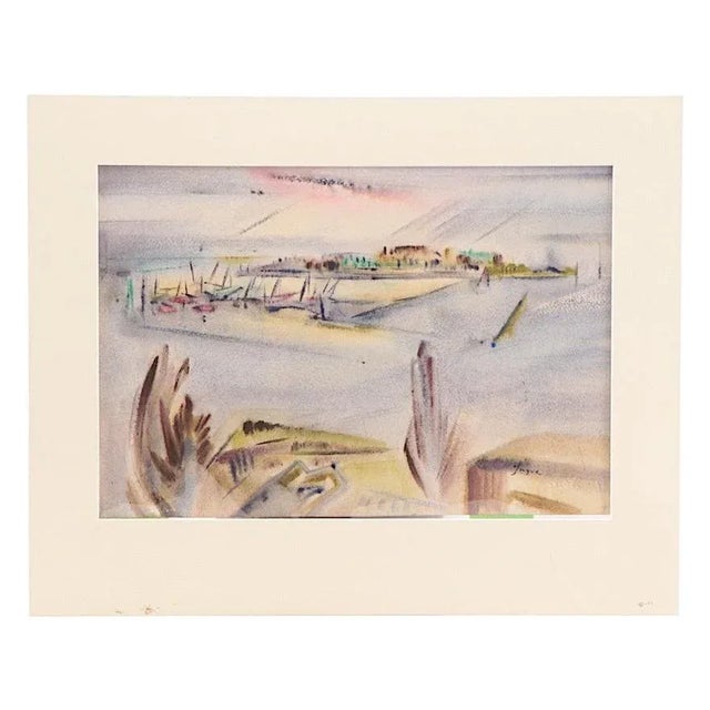 Original Vintage Signed & Dated Yngve H. Olsen Landscape Watercolor Painting For Sale - Image 9 of 9