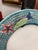 Unique vintage Italian mosaic hand painted lunch plates. This set of 6 decorative ceramic plates feature a blue and teal...
