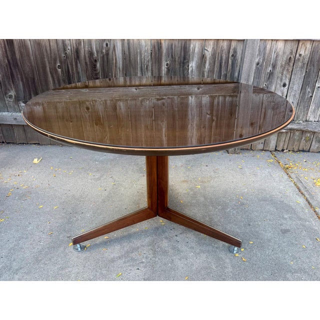 Mid-Century Modern Vintage Dining Table With Edward Wormley for Dunbar Base For Sale - Image 3 of 4