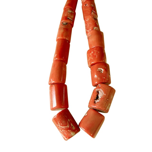 Vintage Chunky Natural Nepalese Angel Skin Coral Strand 38 Beads For Sale - Image 11 of 11
