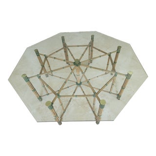 McGuire California Modern Octagonal Bamboo Rattan Dining Table For Sale