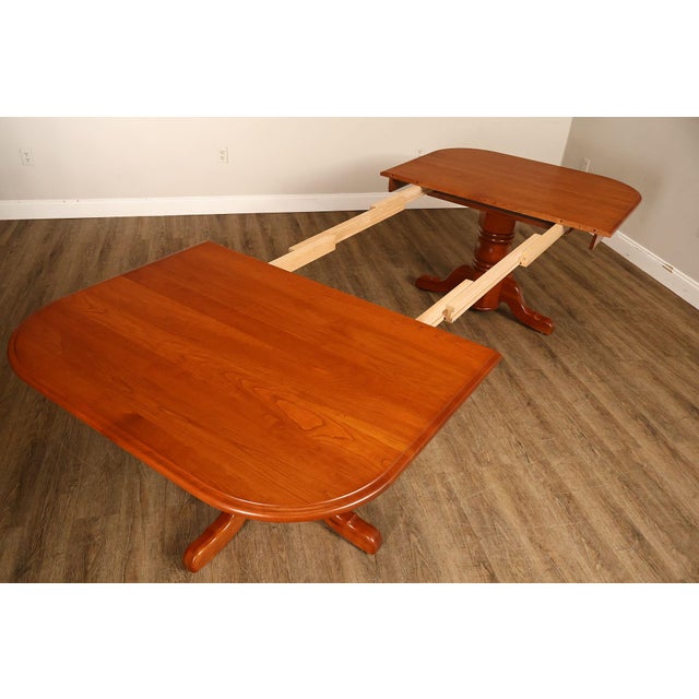 Amish Made Cherry Dining Table With Four Leaves For Sale - Image 9 of 18