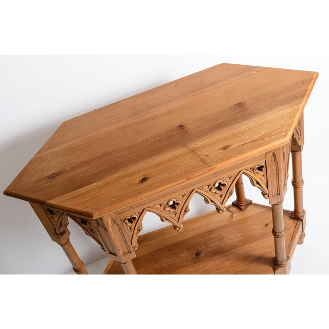C 1940 English Natural Wood Gothic Style Console Table Chairish