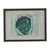 Framed contemporary figurative artwork depicting a stylized portrait rendered in layered shades of blue, teal, green,...