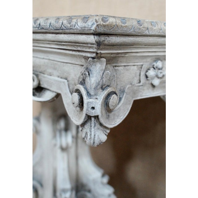 White Victorian Baroque Style Italian Painted Faux Marble Centre Table For Sale - Image 8 of 13