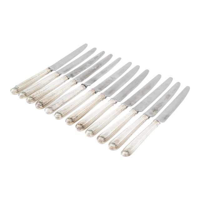 Late 18th Century English Georgian Silver Dinner Knives by John Lambe - Set of 12 For Sale