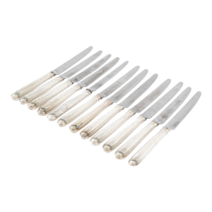 Late 18th Century English Georgian Silver Dinner Knives by John Lambe - Set of 12
