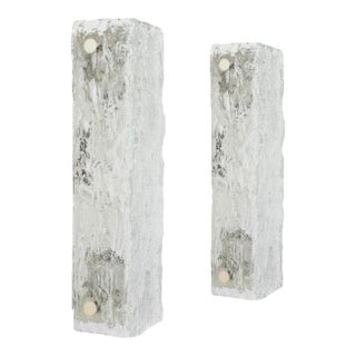Large German Murano Ice Glass Vanity Sconces by Kaiser, 1970s For Sale