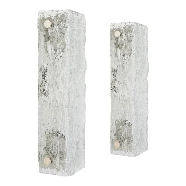 Large German Murano Ice Glass Vanity Sconces by Kaiser, 1970s For Sale