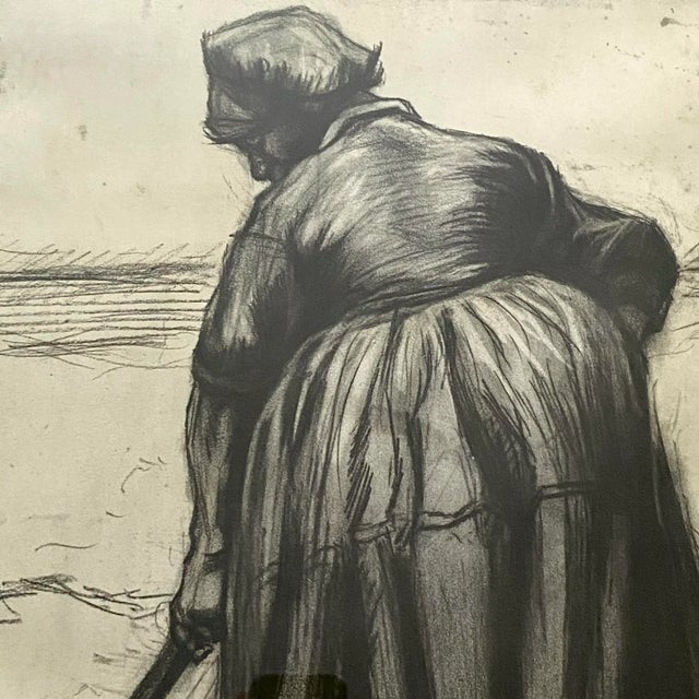 Realism 1950s "Peasant Woman Digging" Reproduction Print after Vincent Van Gogh, Framed For Sale - Image 3 of 7