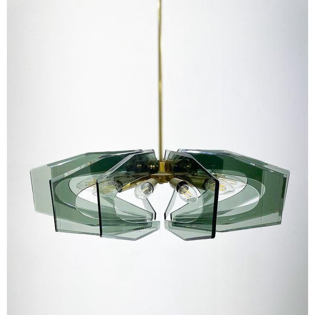 Mid-Century Modern Glass Suspension in the style Fontana Arte, 1960s For Sale - Image 4 of 6