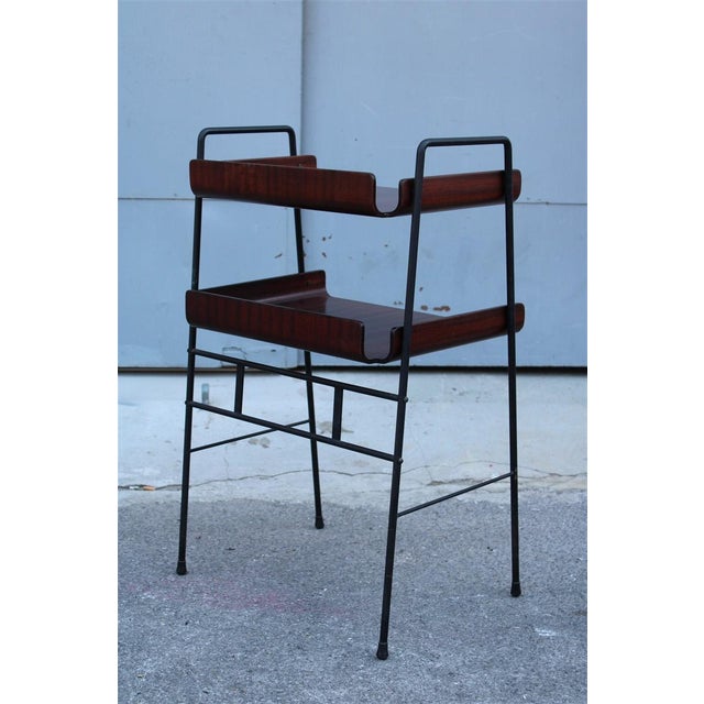 Curved Metal and Mahogany Shelf from Carlo Ratti, 1950s For Sale - Image 6 of 13