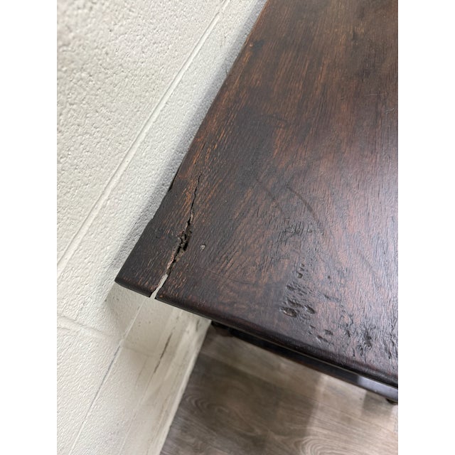 Antique English William and Mary Style Bobbin Oak Side Table Lowboy Table For Sale - Image 10 of 11