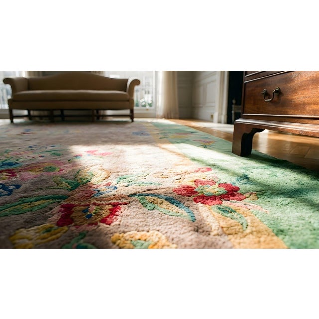 Antique Chinese, Art Deco Rug 8' 9'' x 11' 4'' For Sale - Image 13 of 15