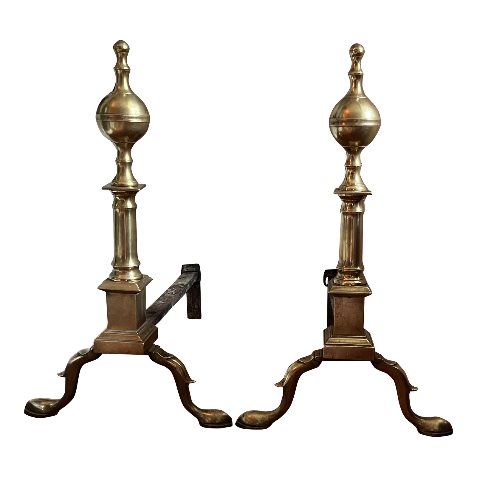 Tall Antique 18th Century American Federal Column or Pillar Brass ...