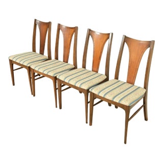 Broyhill Brasilia Mid-Century Modern Sculpted Walnut Dining Chairs, Set of Four For Sale