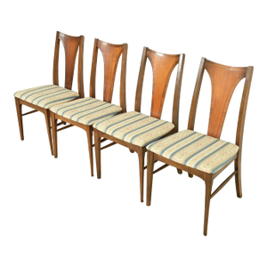 Broyhill Brasilia Mid-Century Modern Sculpted Walnut Dining Chairs, Set of Four