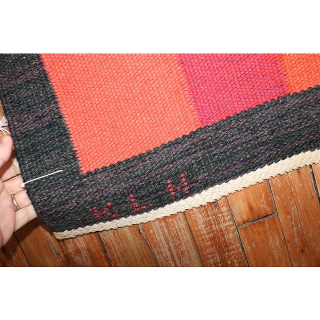 Vintage Zabihi Collection Swedish Kilim Dramatic Irma Kronlund - 6'6" x 8'7" For Sale - Image 9 of 10