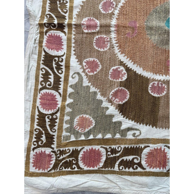 Bukhara Suzani Tablecloth - Decorative Vintage Textile 3'10'' X 4' For Sale - Image 4 of 7