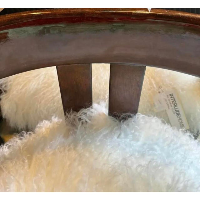 Wood Interlude Burke Fur High Gloss Walnut Bar Counter Stool For Sale - Image 7 of 10