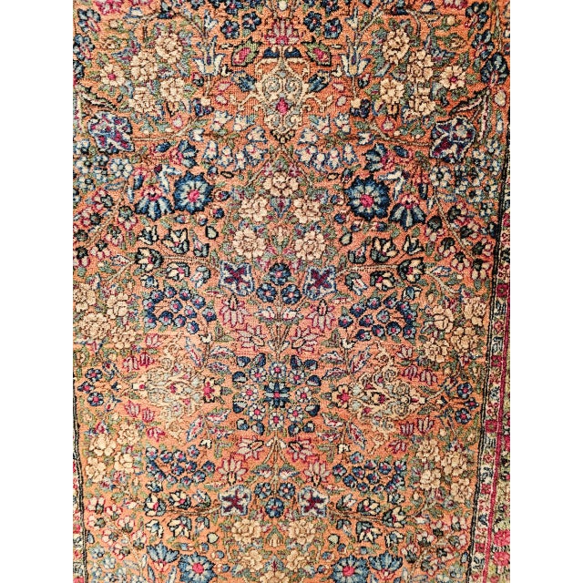 19th Century Persian Kerman Lavar Runner Rug, Hand-Knotted Wool, Allover Floral Design, Rust-Red & Green, 3x12 For Sale - Image 12 of 16