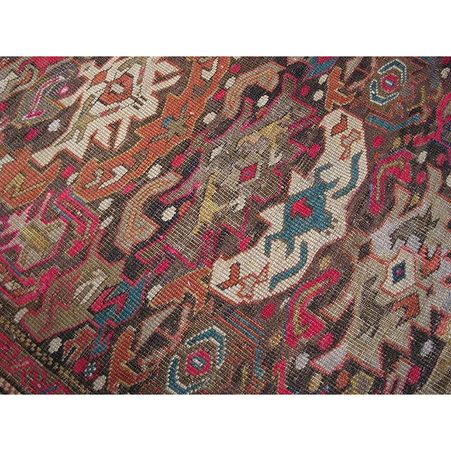 Traditional 1900s Red Geometric Tribal Antique Caucasian Bidjov Rug 3'2"x 4'5" Handknotted Wool Carpet For Sale - Image 3 of 6