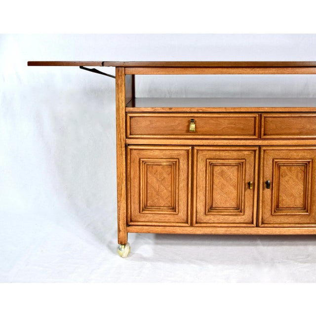 Coastal Bar Cart Buffet Server Table on Brass Casters For Sale In Philadelphia - Image 6 of 13