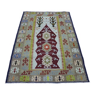 1970s Tribal Style Handmade Oushak Kilim Rug For Sale
