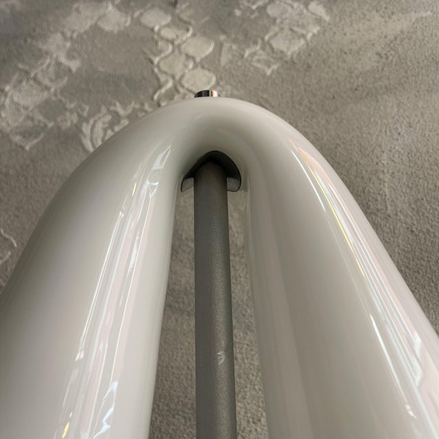 Space Age Table Lamp with Curved Opal Glass Shade and Two Lights attributed to Mazzega For Sale - Image 10 of 12