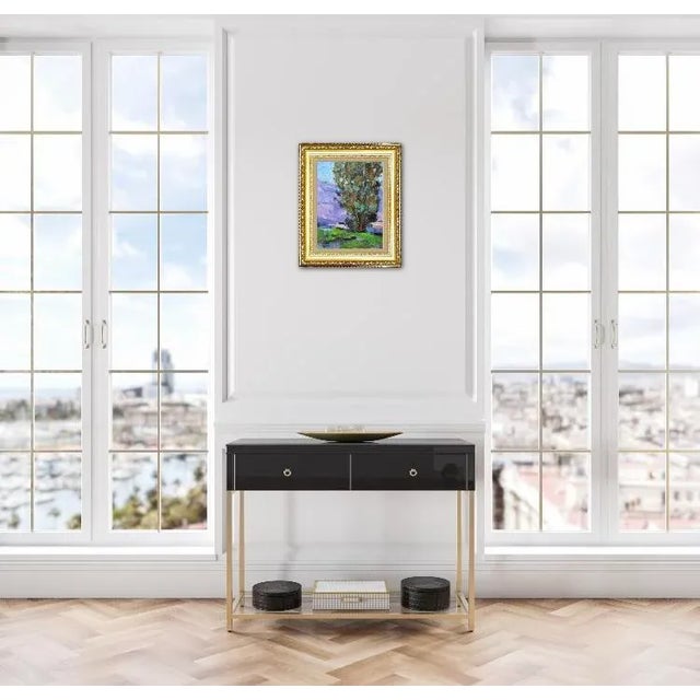 Textile Eucalyptus Tree, Impressionist Oil Painting Landscape For Sale - Image 7 of 7