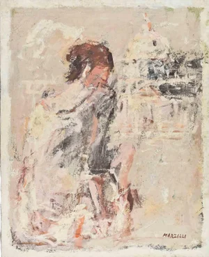 Franco Marzilli, Ballerina, Oil Painting, 1970s