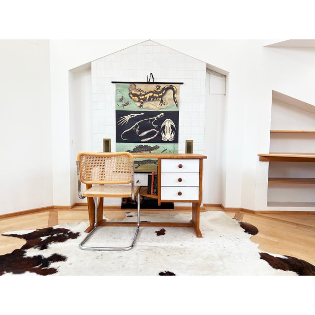 Wood Postmodern 1980s Pine Wood writing Desk in the style of Guillerme & Chambron For Sale - Image 7 of 12