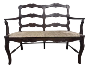 1960s French Country Natural Rush Bench