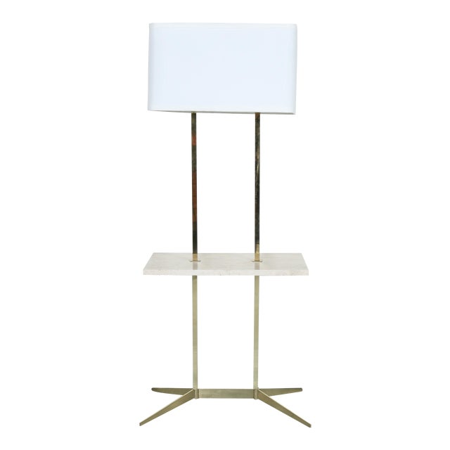 Paul McCobb Brass & Travertine Floor Lamp | Chairish