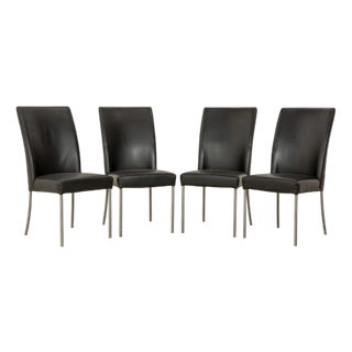 Black Leather Chairs from Bert Plantagie, Set of 4 For Sale